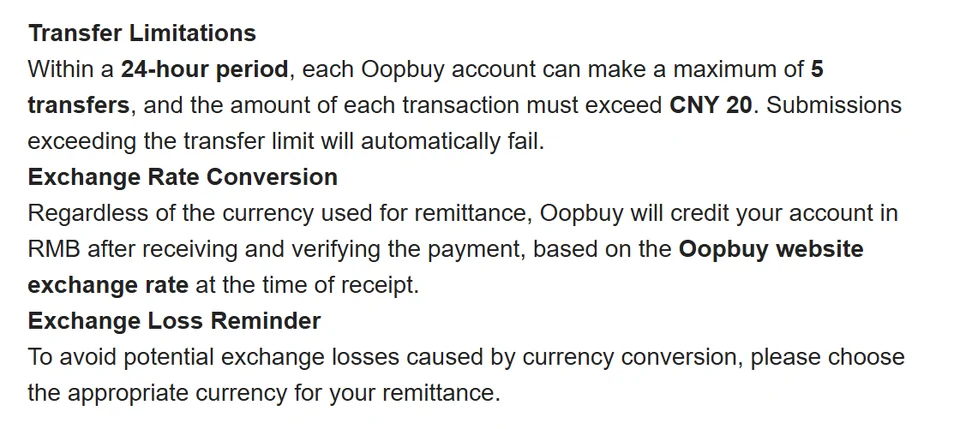 Crop of the remittance notice: five transfers per 24 hours, each above 20 yuan, and the exchange note
