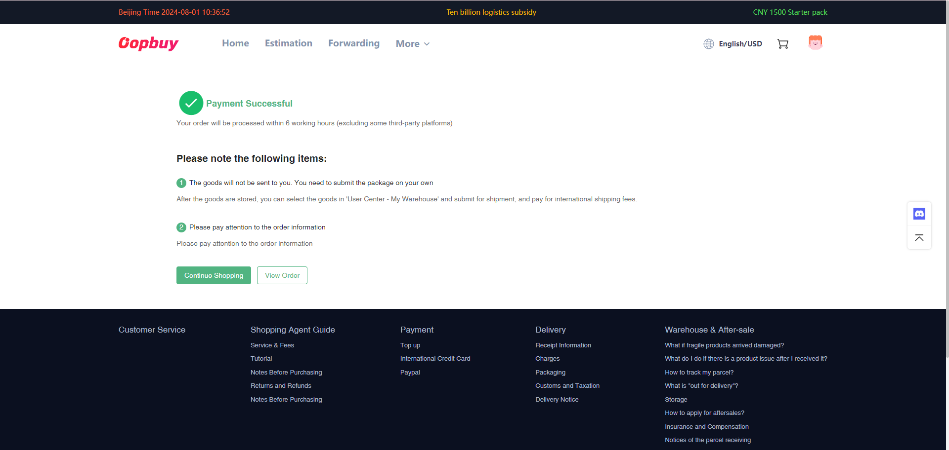 Step 6: Follow the purchase and seller dispatch status