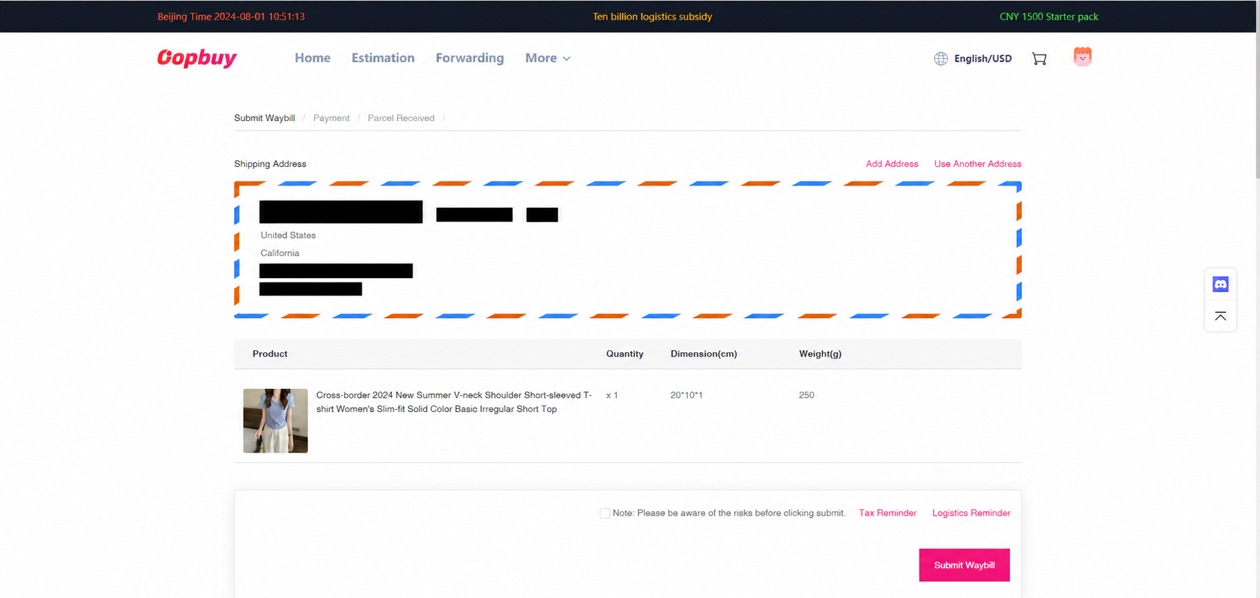 Step 8: Create the parcel and complete waybill details — frame 1